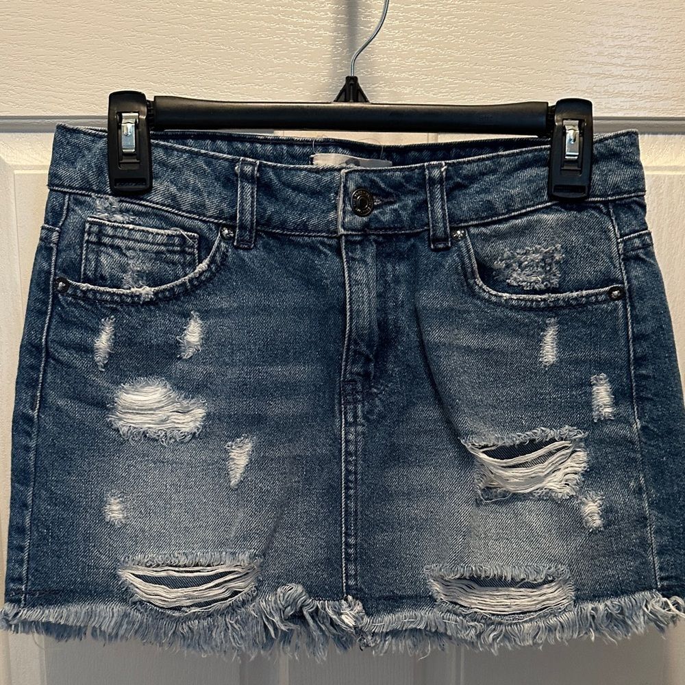 Urban Outfitters We The Free Blue Distressed Mini Skirt Size 2